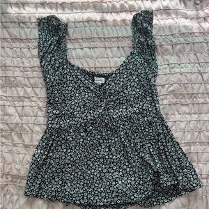 Japna Black and White Floral Blouse